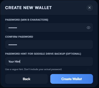 Create New Wallet