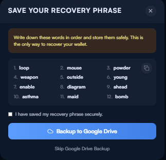 Save Your Recovery Phrase