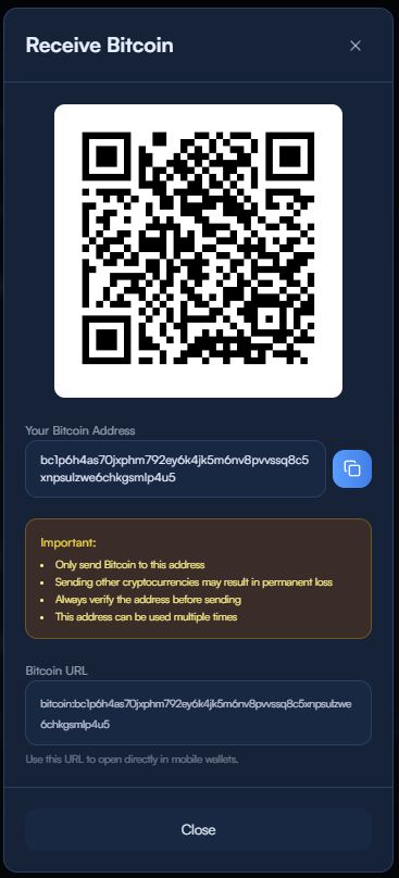 Receive Modal with QR Code